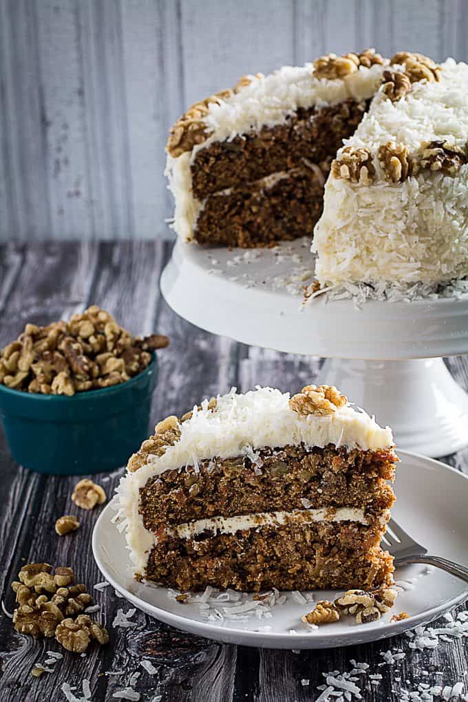 gluten-free-carrot-cake-with-coconut-cream-cheese-frosting-dishing