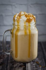 Salted Caramel Frappuccino Milkshake • Dishing Delish