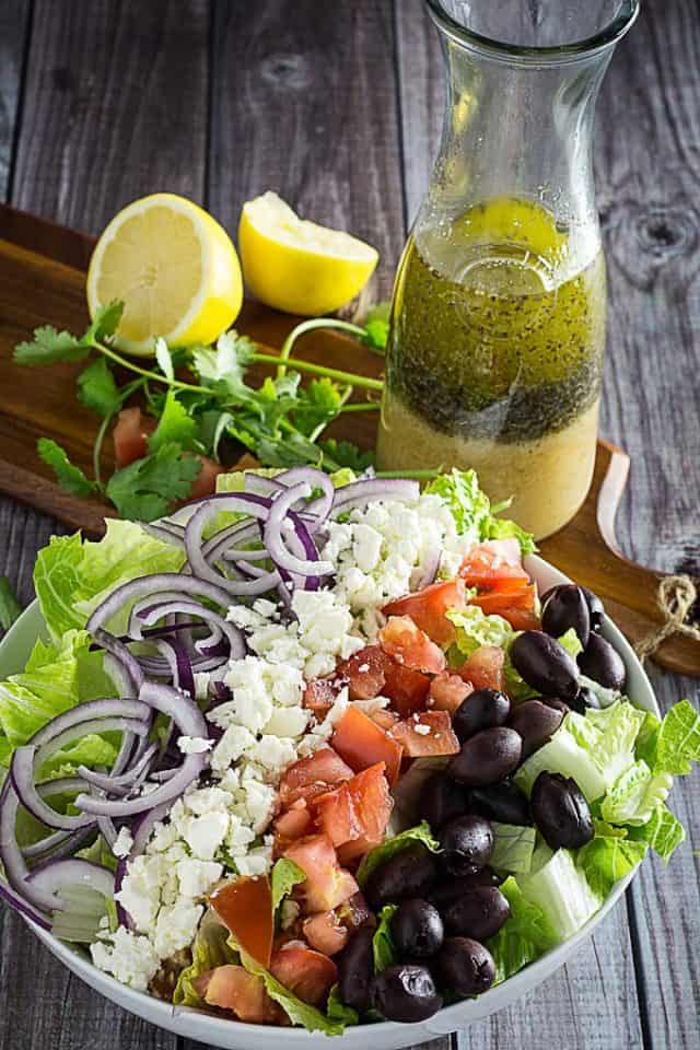 Greek Salad Dressing & Greek Salad • Dishing Delish