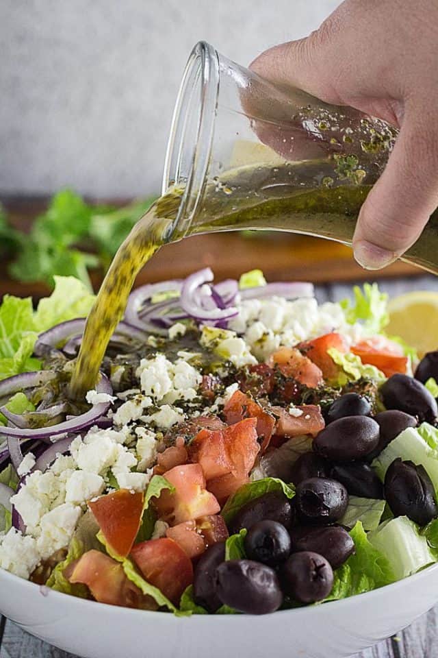 Greek Salad Dressing & Greek Salad • Dishing Delish