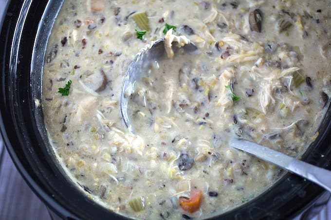 slow cooker creamy chicken & wild rice soup