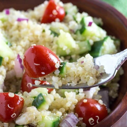 Mediterranean Quinoa Salad Recipe - Gluten Free! • Dishing Delish