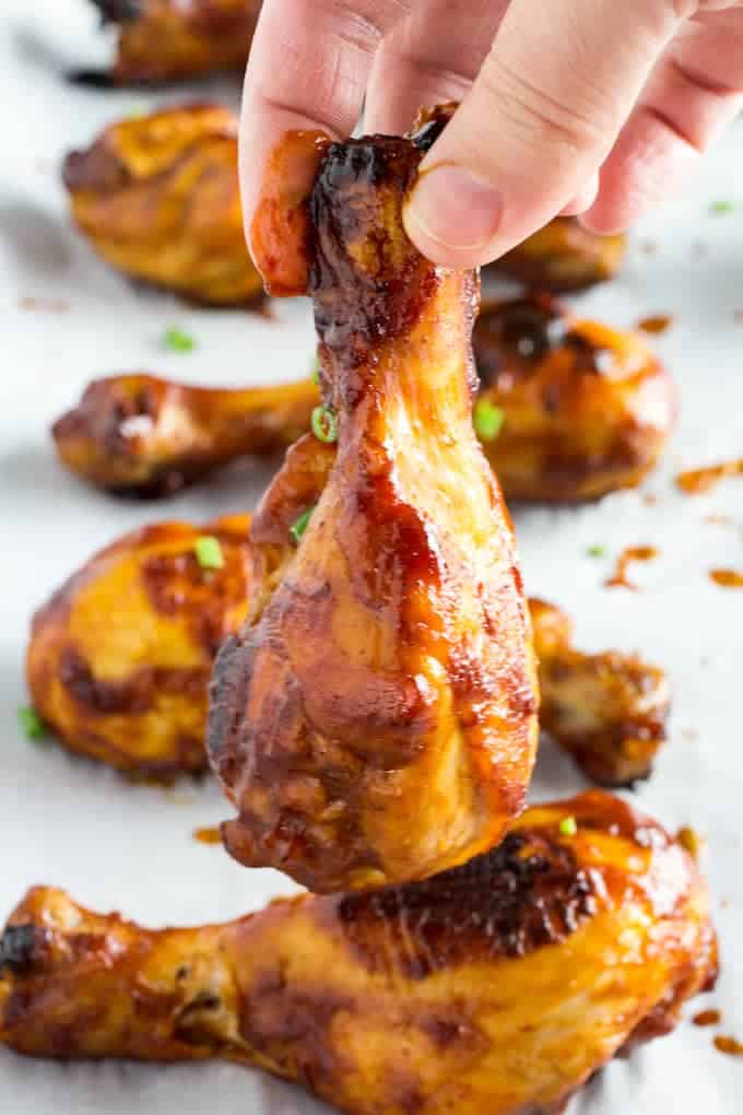 Baked BBQ Chicken Drumsticks Recipe • Dishing Delish