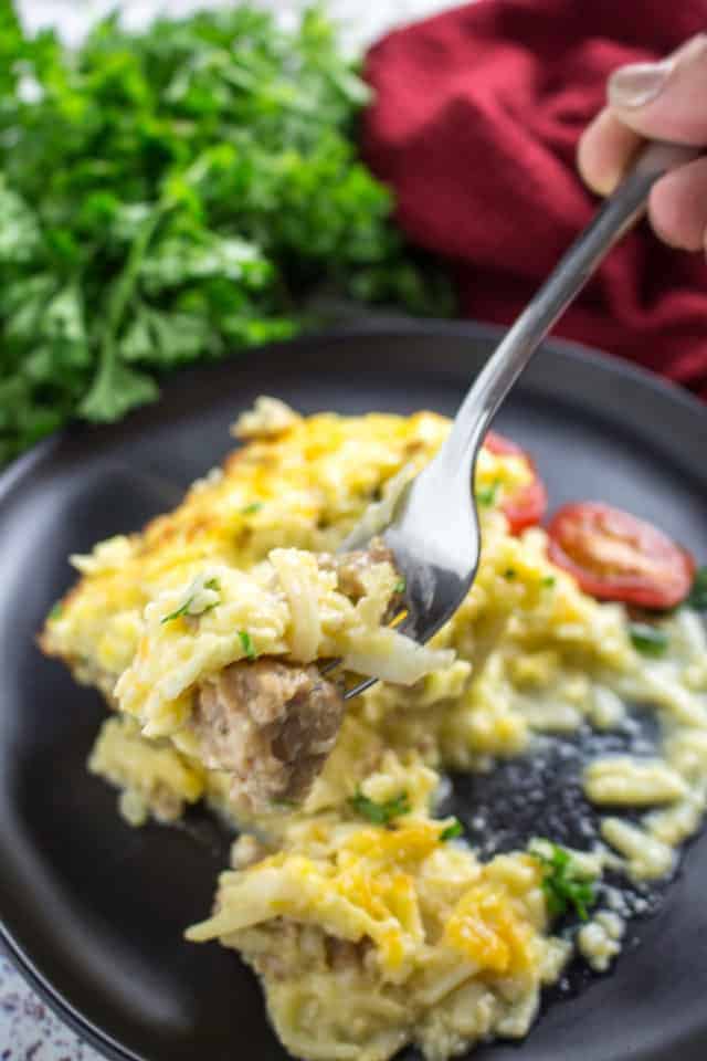 Make Ahead Sausage Hash Brown Casserole • Dishing Delish