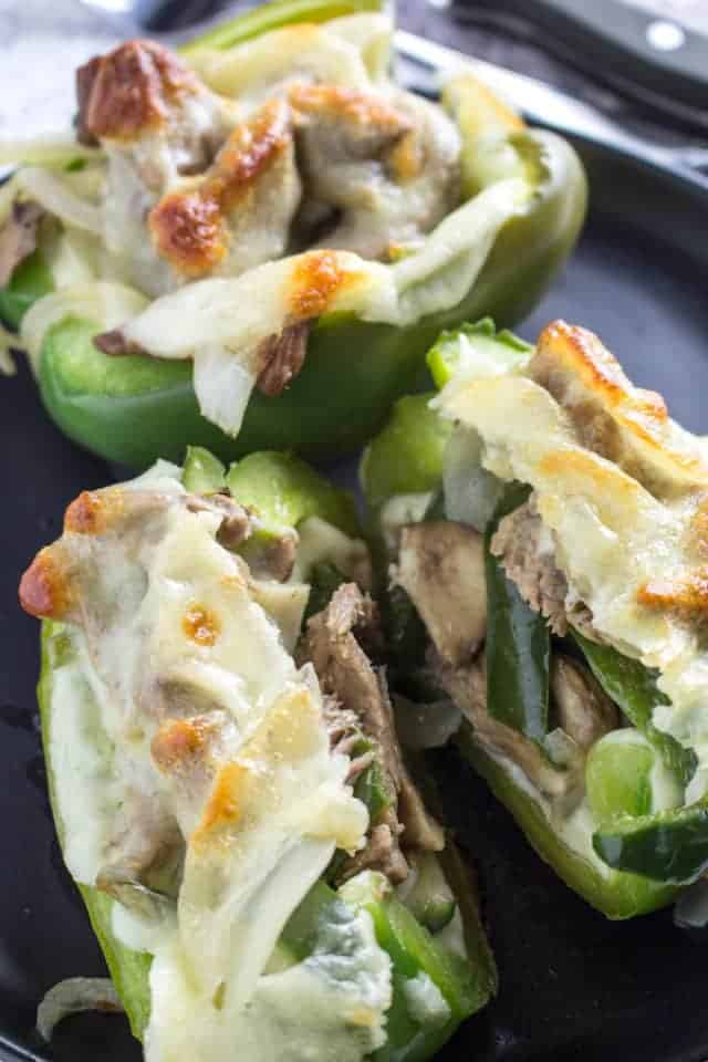 Philly Cheesesteak Stuffed Peppers Recipe - Low Carb! • Dishing Delish