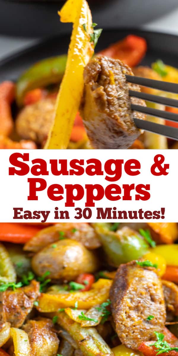 Easy Sausage and Peppers • Dishing Delish