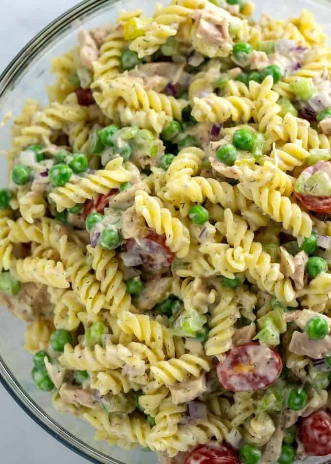 Greek Pasta Salad Recipe (Gluten Free!) • Dishing Delish