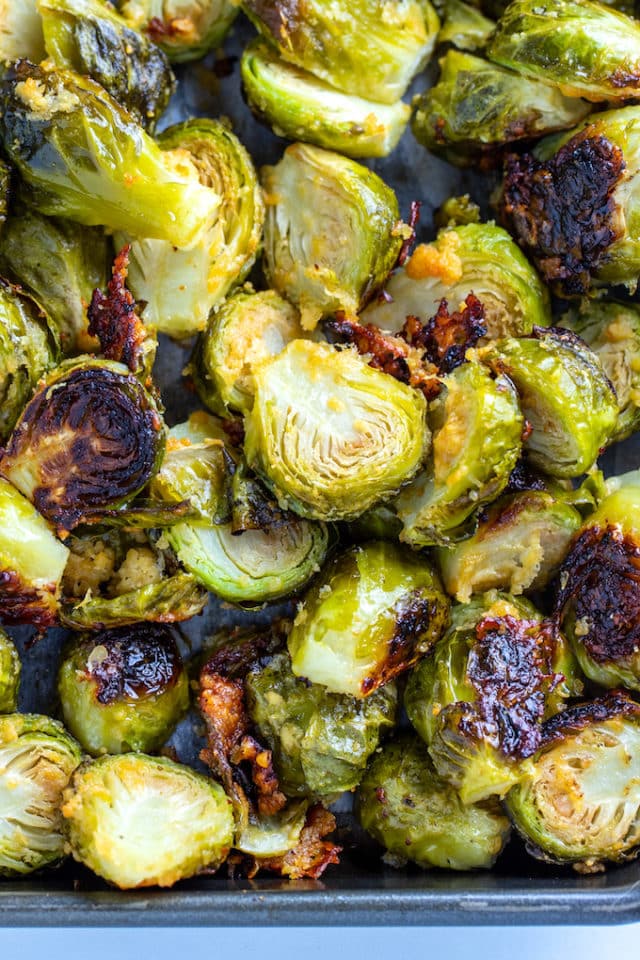 Parmesan Roasted Brussel Sprouts • Dishing Delish