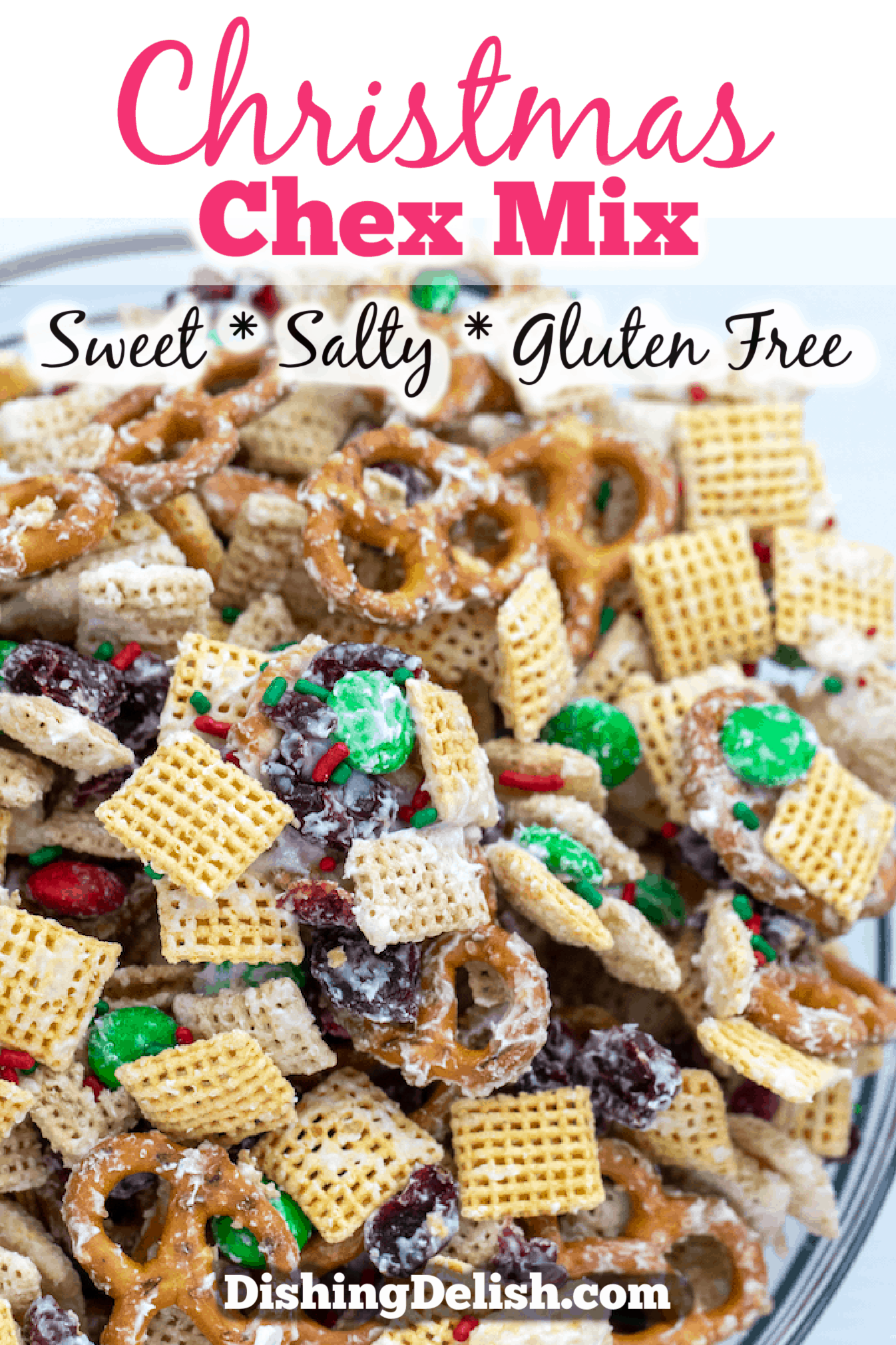 Homemade Christmas Chex Mix • Dishing Delish