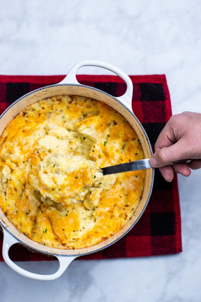 Cheesy Mashed Potatoes • Dishing Delish