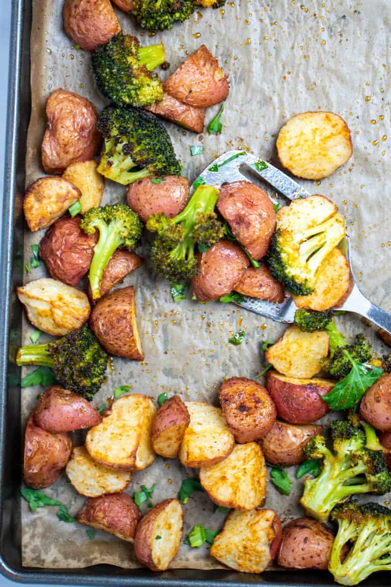 Roasted Potatoes And Broccoli Dishing Delish