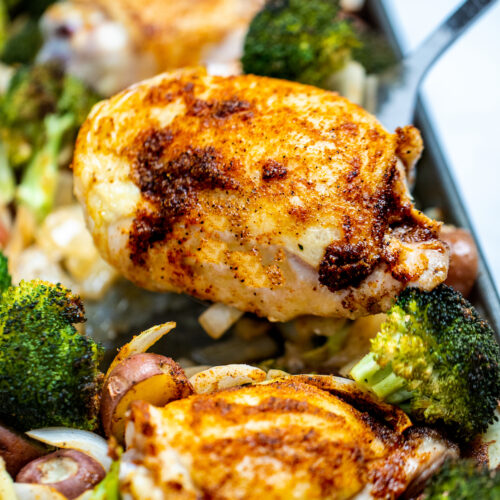 Sheet Pan Chicken Thighs • Dishing Delish